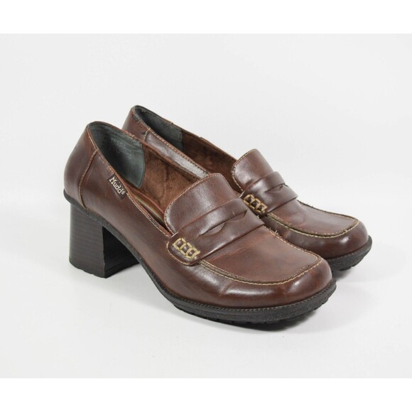 90s Y2K Mudd Becky Brown Faux Leather Platform Penny Loafers Shoes Sz 8.5M - Picture 2 of 8